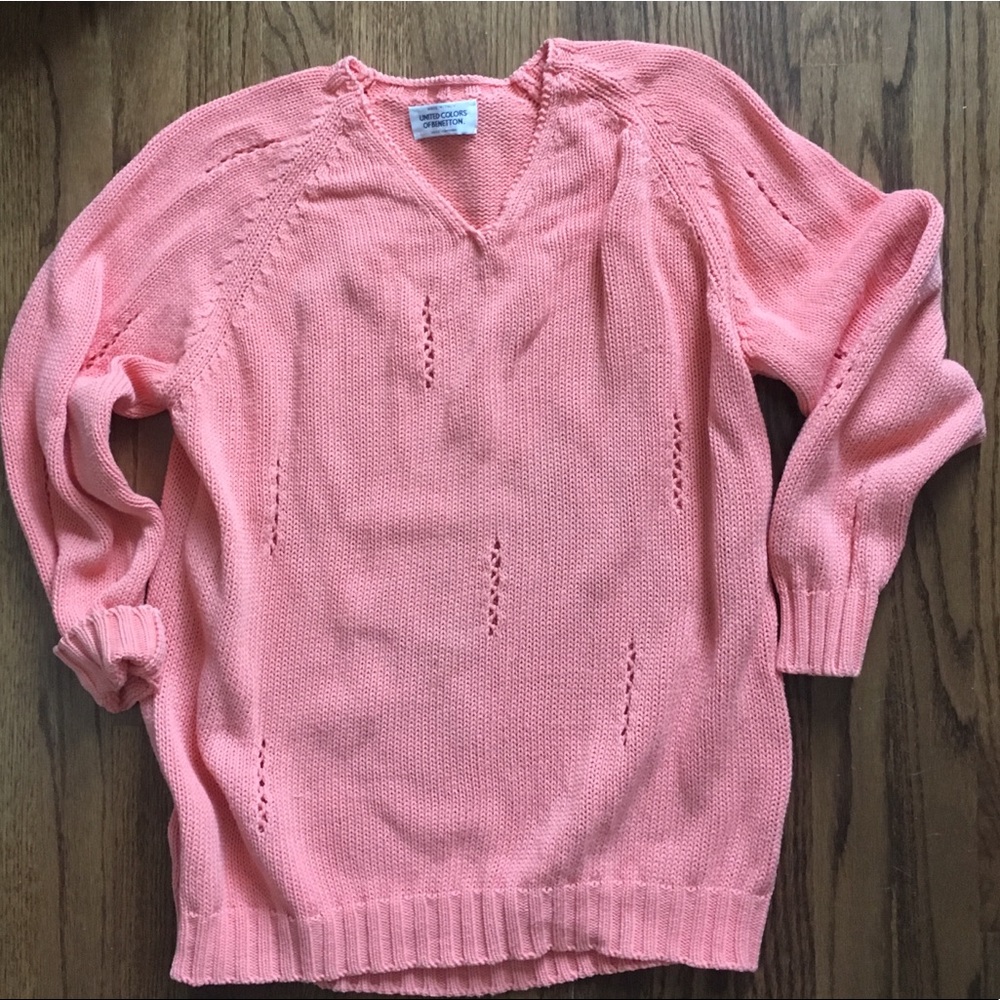 BENETTON Vintage 100% Cotton Oversized Sweater S